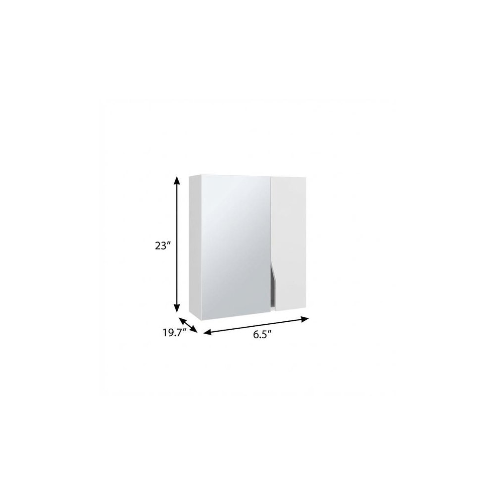 7" White Wood Floating Double Door Bathroom Vanity And Medicine Cabinet With Mirror — view 6