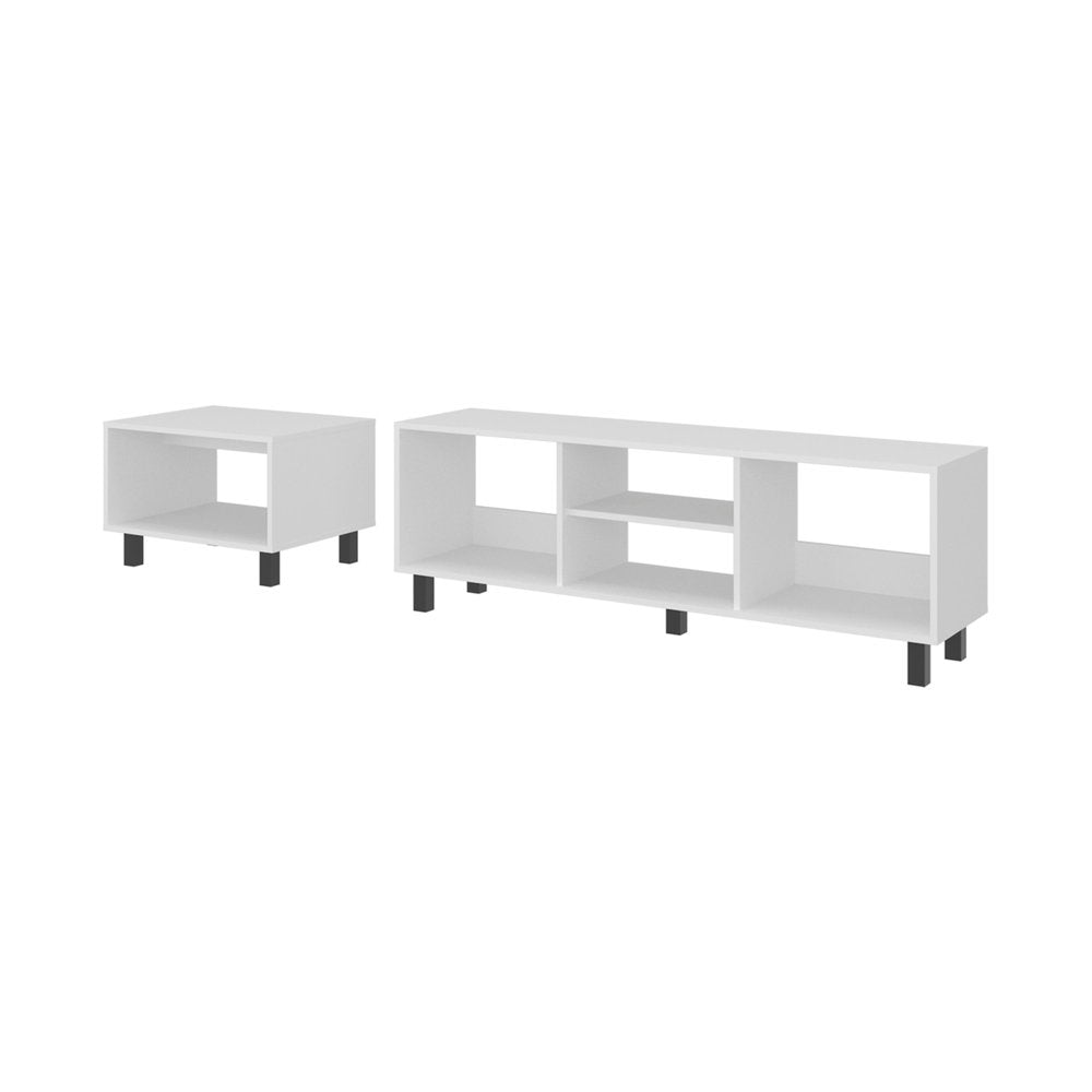 55" White Wood Fireplace Entertainment Center — view 1