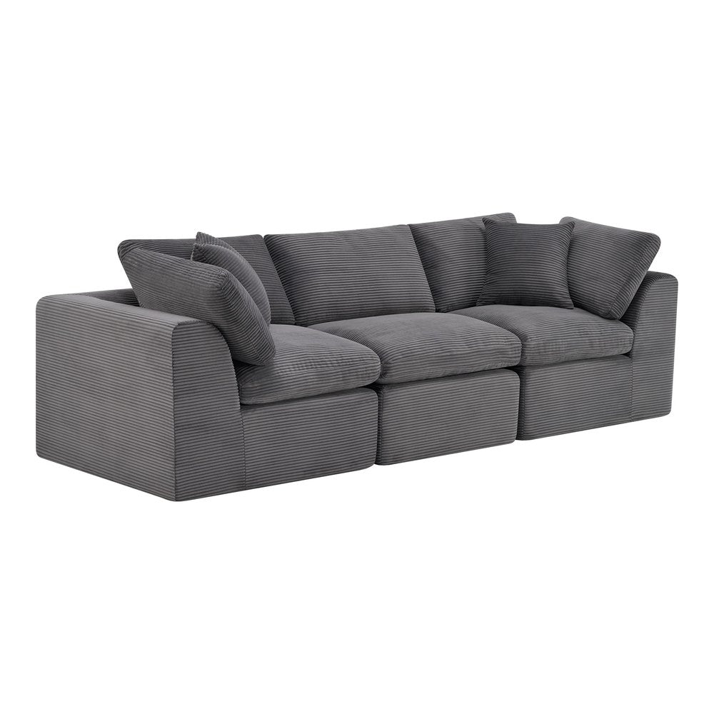 108" Dark Gray Corduroy Modular Sofa With Toss Pillows — view 3
