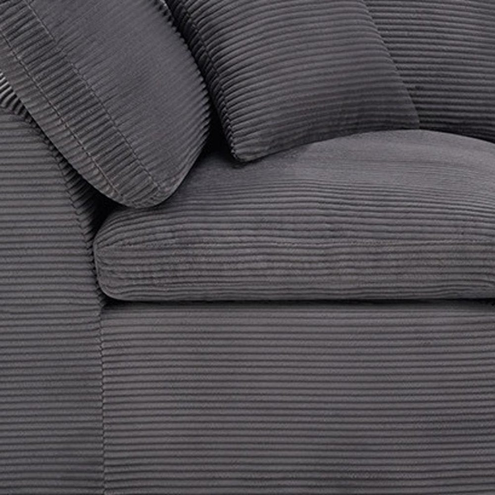 108" Dark Gray Corduroy Modular Sofa With Toss Pillows — view 4