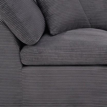 108" Dark Gray Corduroy Modular Sofa With Toss Pillows