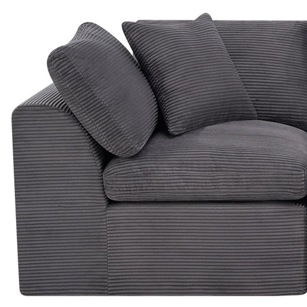 108" Dark Gray Corduroy Modular Sofa With Toss Pillows — view 5