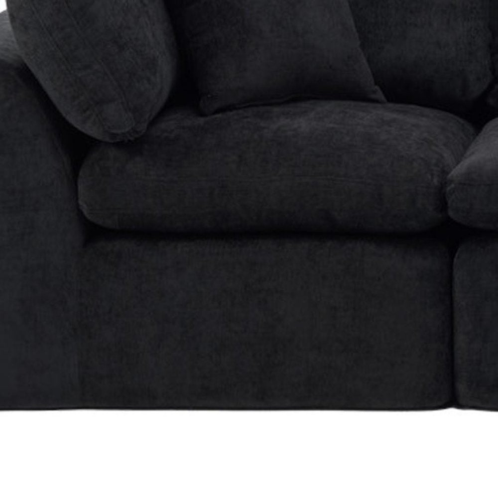 138" Black Chenille Modular Sofa With Ottoman And Toss Pillows — view 4