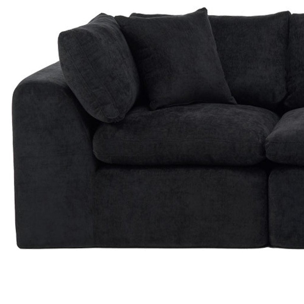 138" Black Chenille Modular Sofa With Ottoman And Toss Pillows — view 5