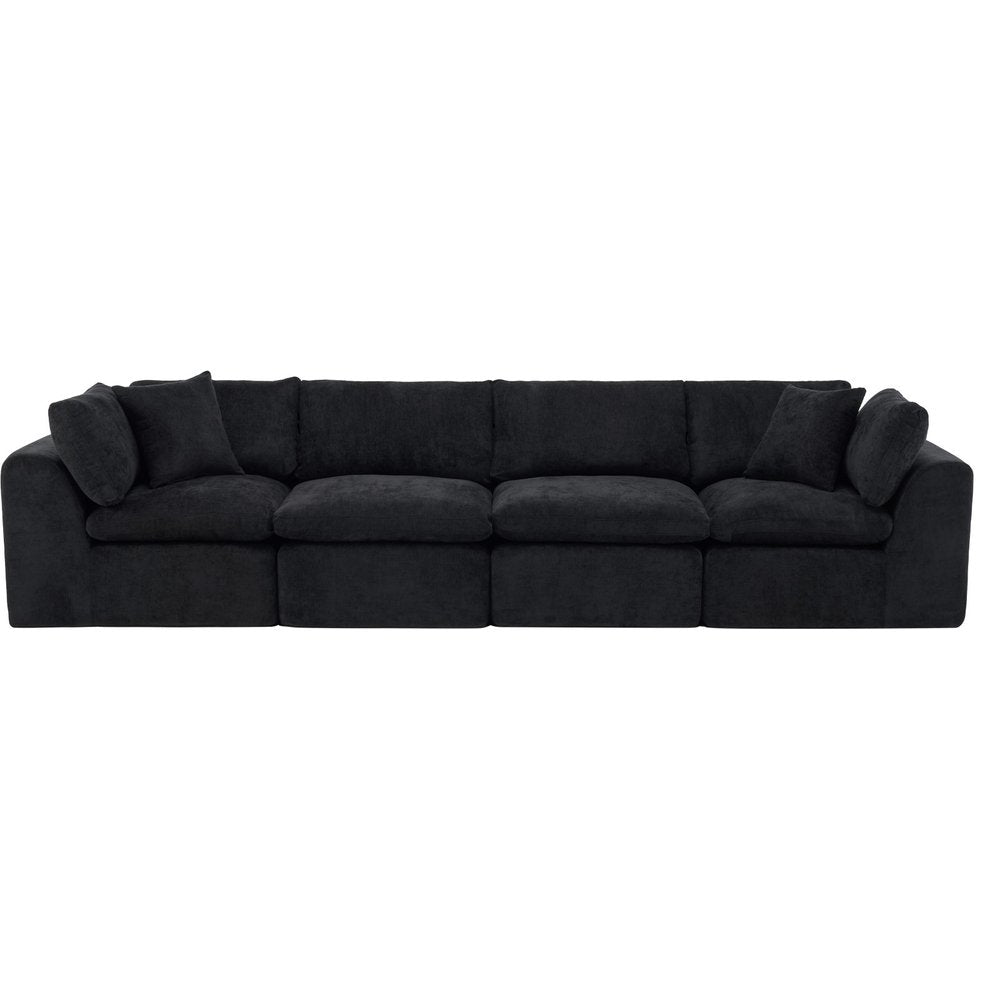 138" Black Chenille Modular Sofa With Toss Pillows — view 1