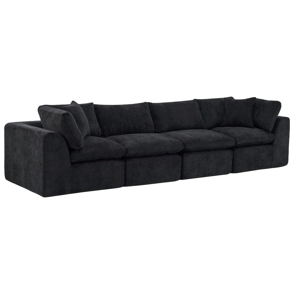 138" Black Chenille Modular Sofa With Toss Pillows — view 2