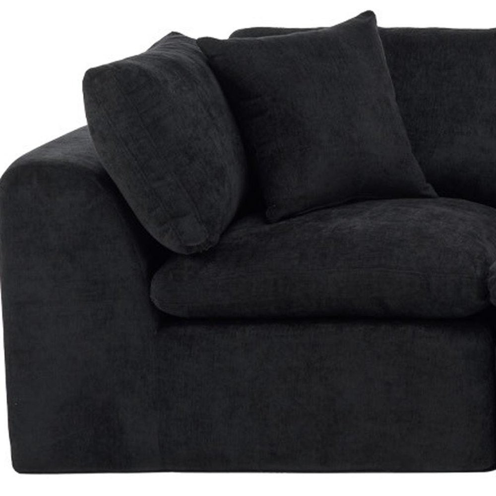 138" Black Chenille Modular Sofa With Toss Pillows — view 4