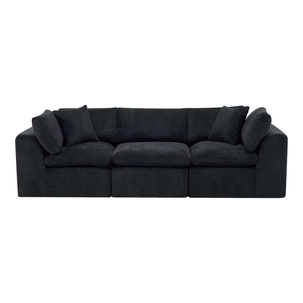 108" Black Chenille Modular Sofa With Toss Pillows — view 1