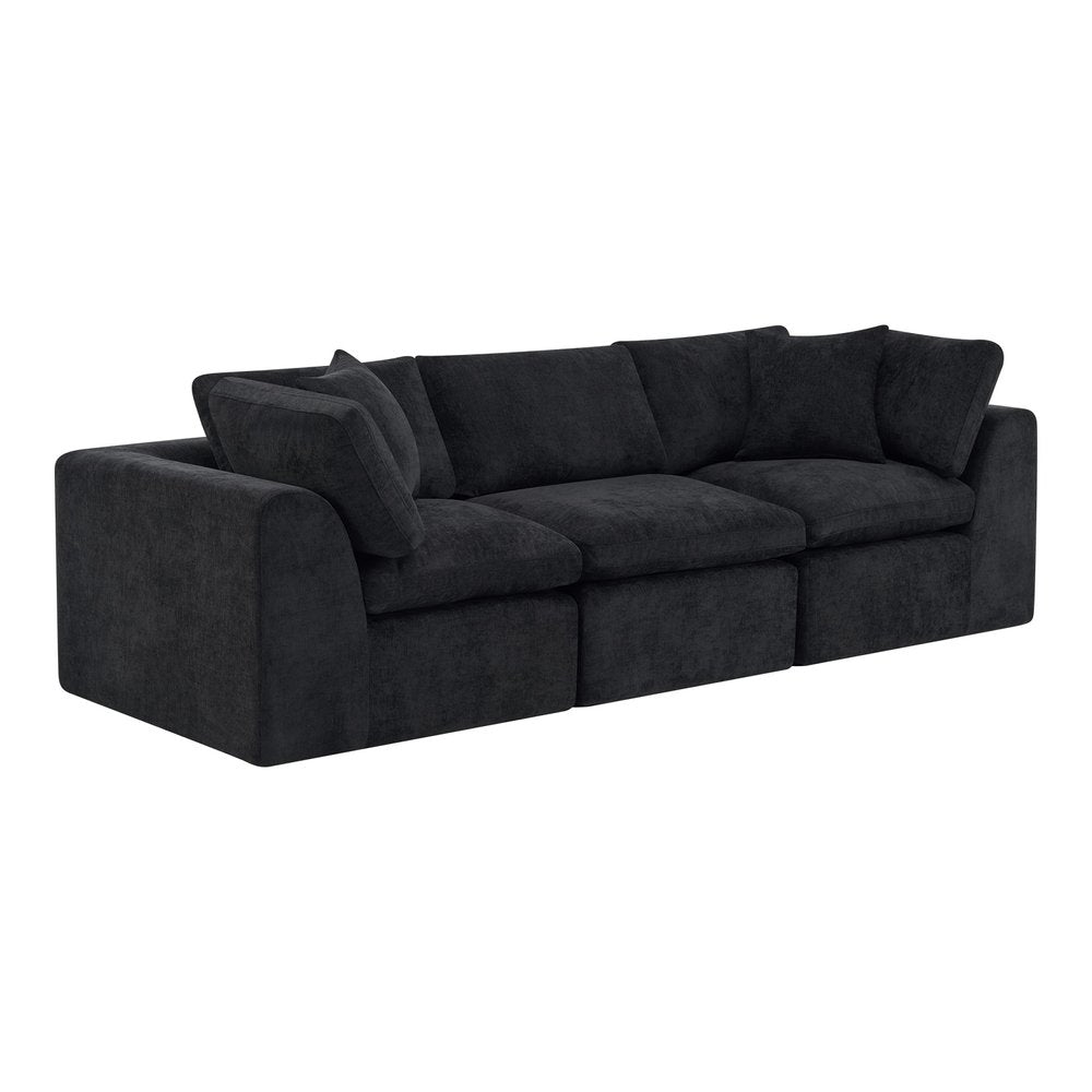 108" Black Chenille Modular Sofa With Toss Pillows — view 2