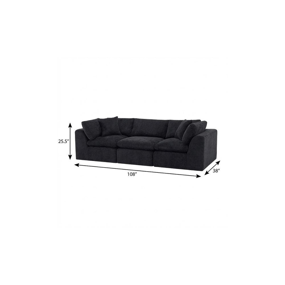 108" Black Chenille Modular Sofa With Toss Pillows — view 5
