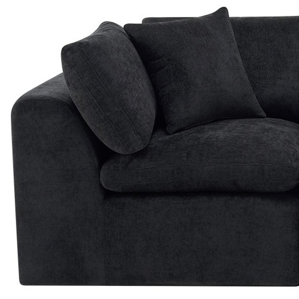108" Black Chenille Modular Sofa With Toss Pillows — view 4