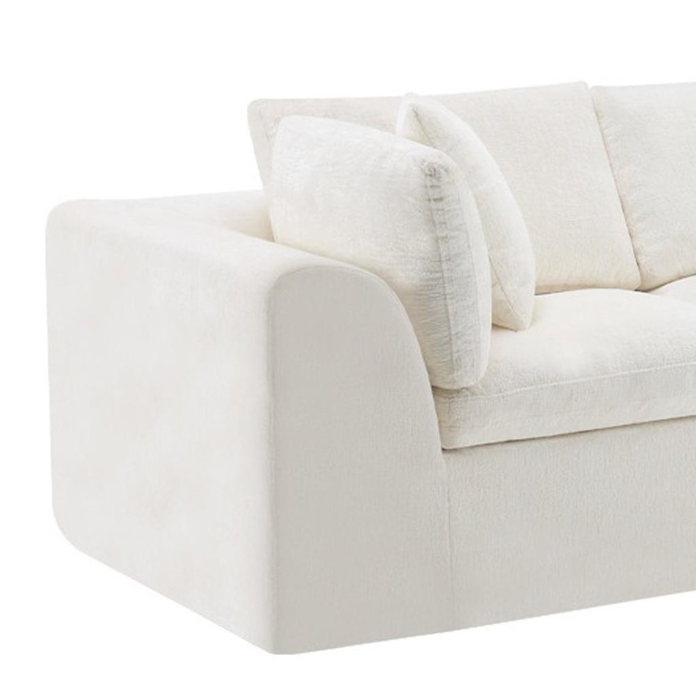 138" Beige Chenille Modular Sofa With Ottoman And Toss Pillows — view 3