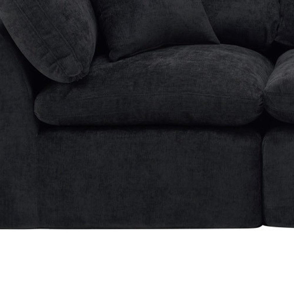 108" Black Chenille Modular Sofa With Ottoman And Toss Pillows — view 4