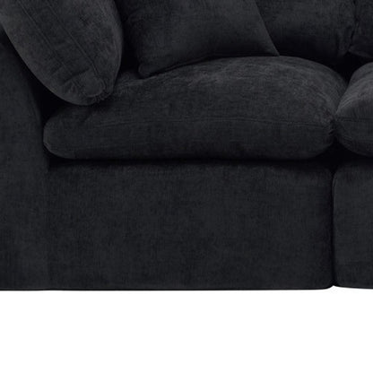 108" Black Chenille Modular Sofa With Ottoman And Toss Pillows
