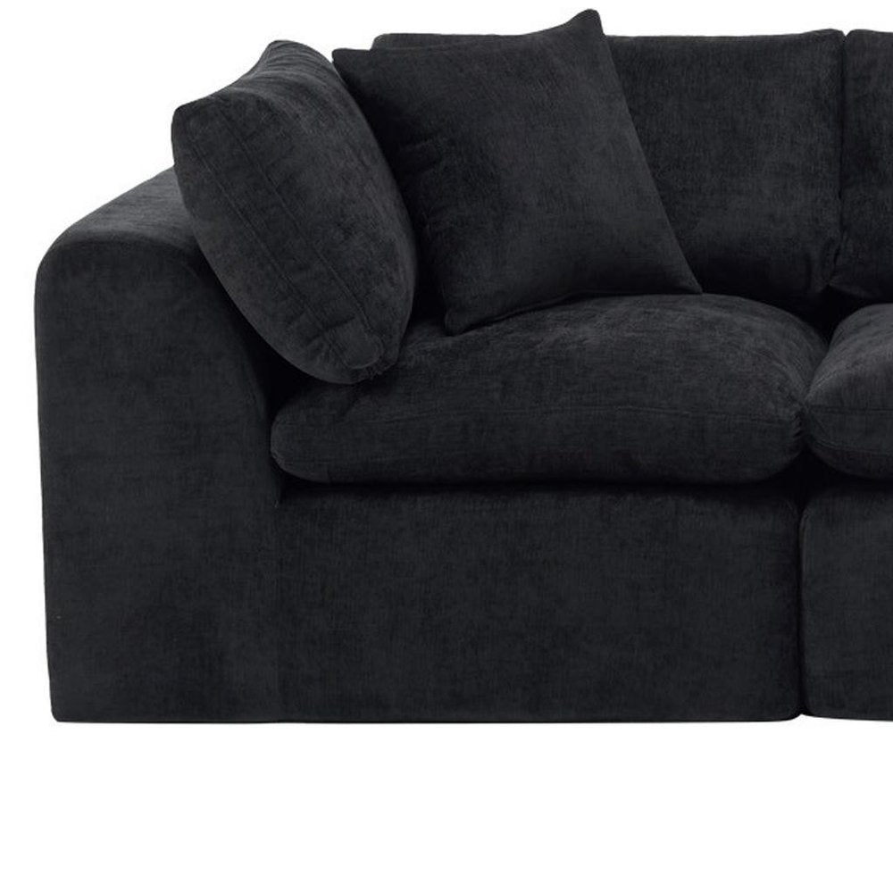 108" Black Chenille Modular Sofa With Ottoman And Toss Pillows — view 5