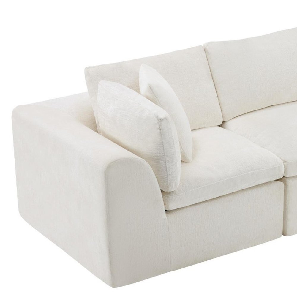 108" Beige Chenille Modular Sofa With Ottoman And Toss Pillows — view 4