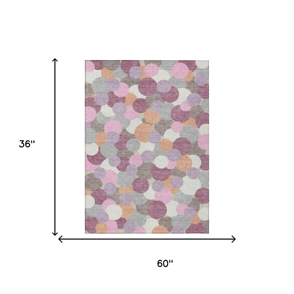 3' X 5' Blush And Pink Geometric Washable Indoor Outdoor Area Rug HomeRoots