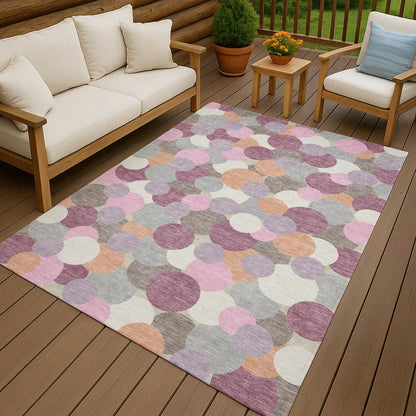 3' X 5' Blush And Pink Geometric Washable Indoor Outdoor Area Rug HomeRoots