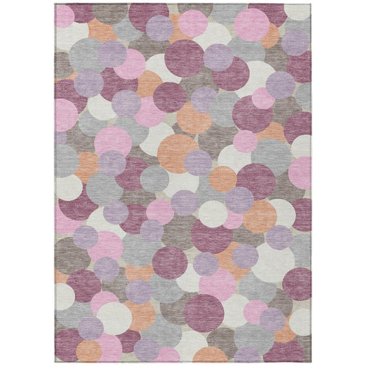 3' X 5' Blush And Pink Geometric Washable Indoor Outdoor Area Rug
