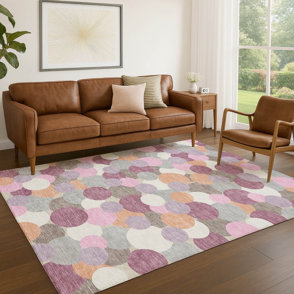 3' X 5' Blush And Pink Geometric Washable Indoor Outdoor Area Rug — view 5