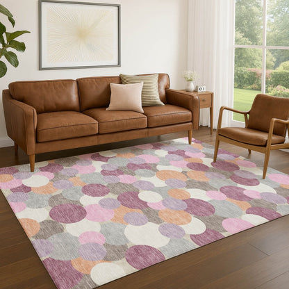 3' X 5' Blush And Pink Geometric Washable Indoor Outdoor Area Rug HomeRoots
