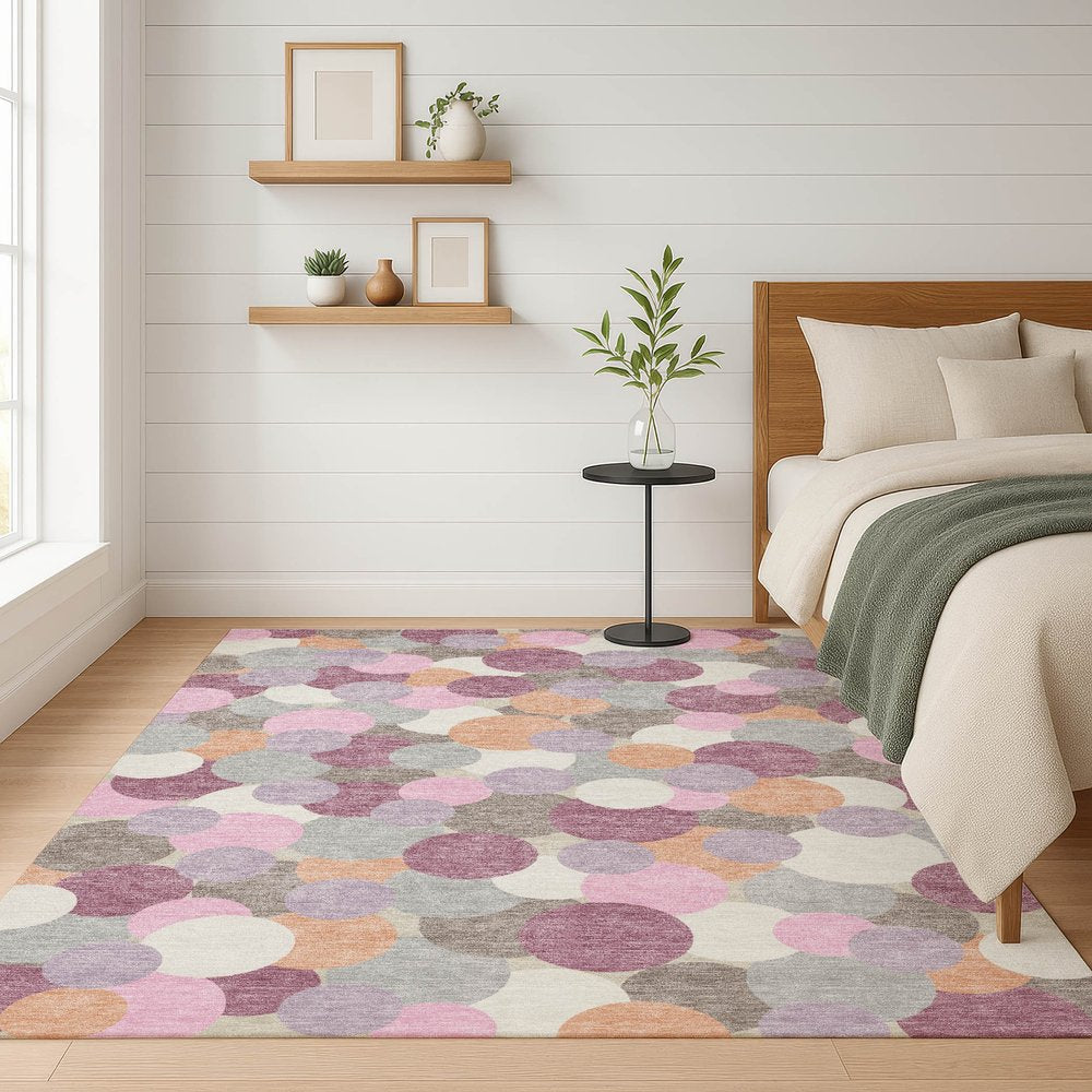 3' X 5' Blush And Pink Geometric Washable Indoor Outdoor Area Rug HomeRoots