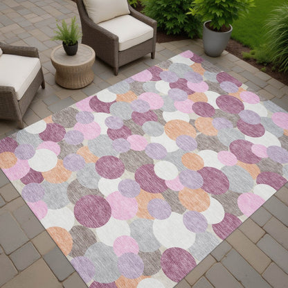 3' X 5' Blush And Pink Geometric Washable Indoor Outdoor Area Rug HomeRoots