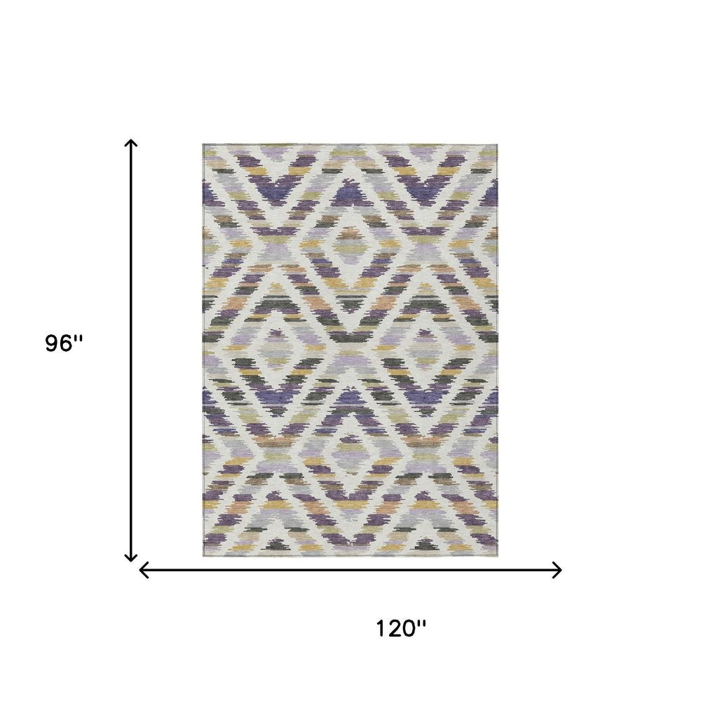 8' X 10' Purple And Lavender Tribal Washable Indoor Outdoor Area Rug HomeRoots