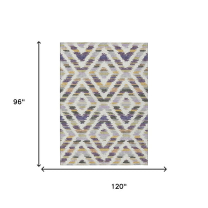 8' X 10' Purple And Lavender Tribal Washable Indoor Outdoor Area Rug HomeRoots