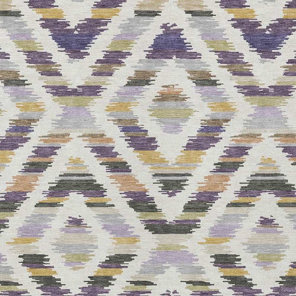 9' X 12' Purple And Lavender Tribal Washable Indoor Outdoor Area Rug