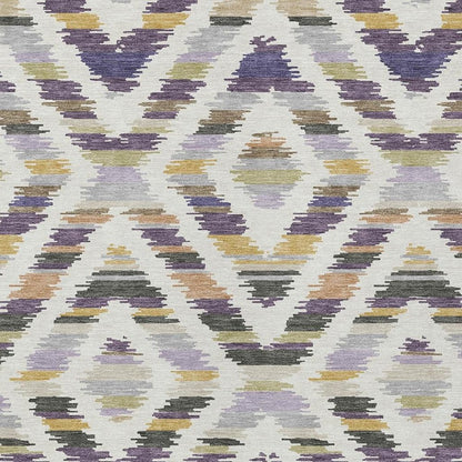 9' X 12' Purple And Lavender Tribal Washable Indoor Outdoor Area Rug