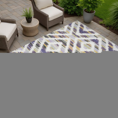 9' X 12' Purple And Lavender Tribal Washable Indoor Outdoor Area Rug