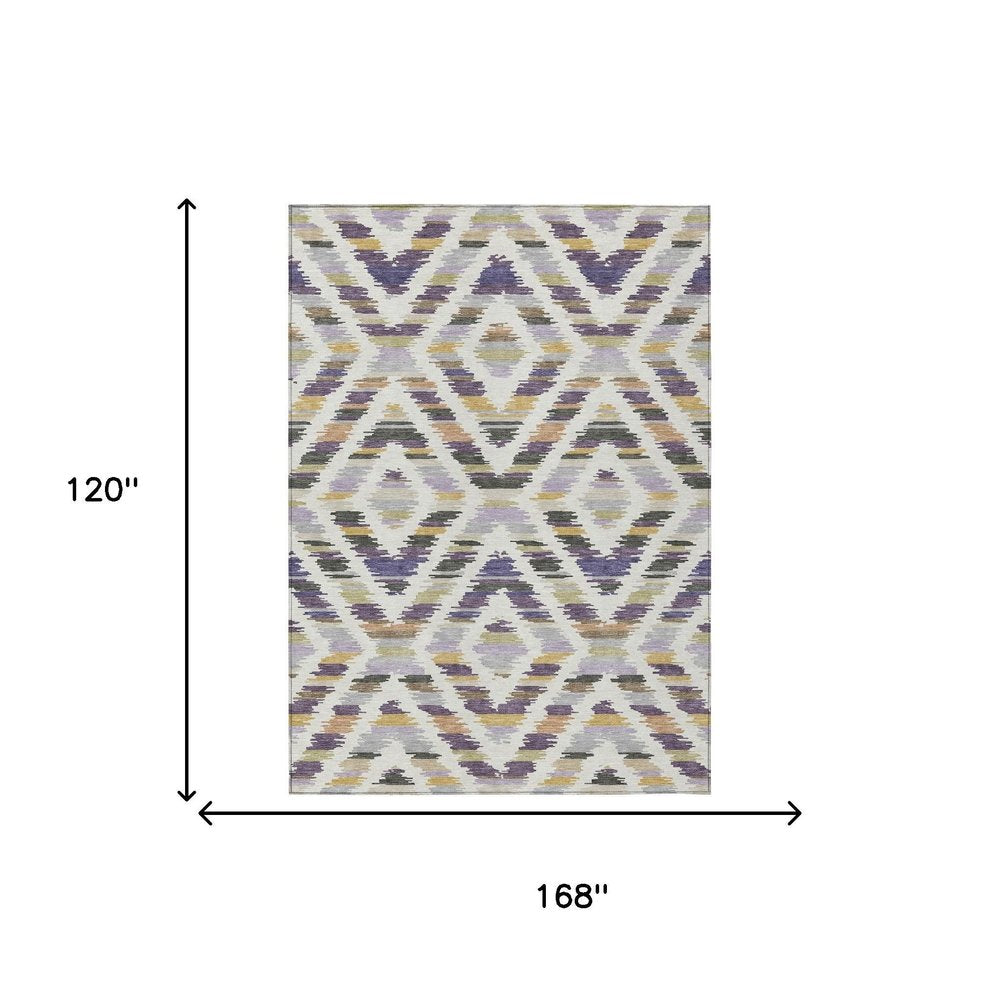 10' X 14' Purple And Lavender Tribal Washable Indoor Outdoor Area Rug HomeRoots