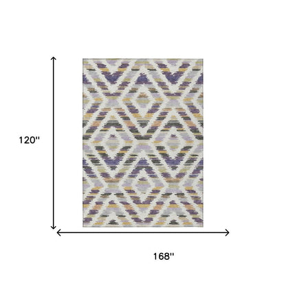 10' X 14' Purple And Lavender Tribal Washable Indoor Outdoor Area Rug HomeRoots