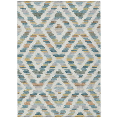 3' X 5' Teal Blue And Copper Tribal Washable Indoor Outdoor Area Rug HomeRoots