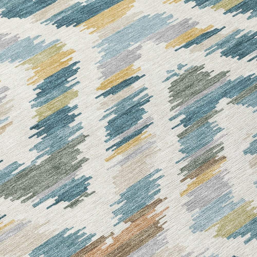 8' X 10' Teal Blue And Copper Tribal Washable Indoor Outdoor Area Rug HomeRoots