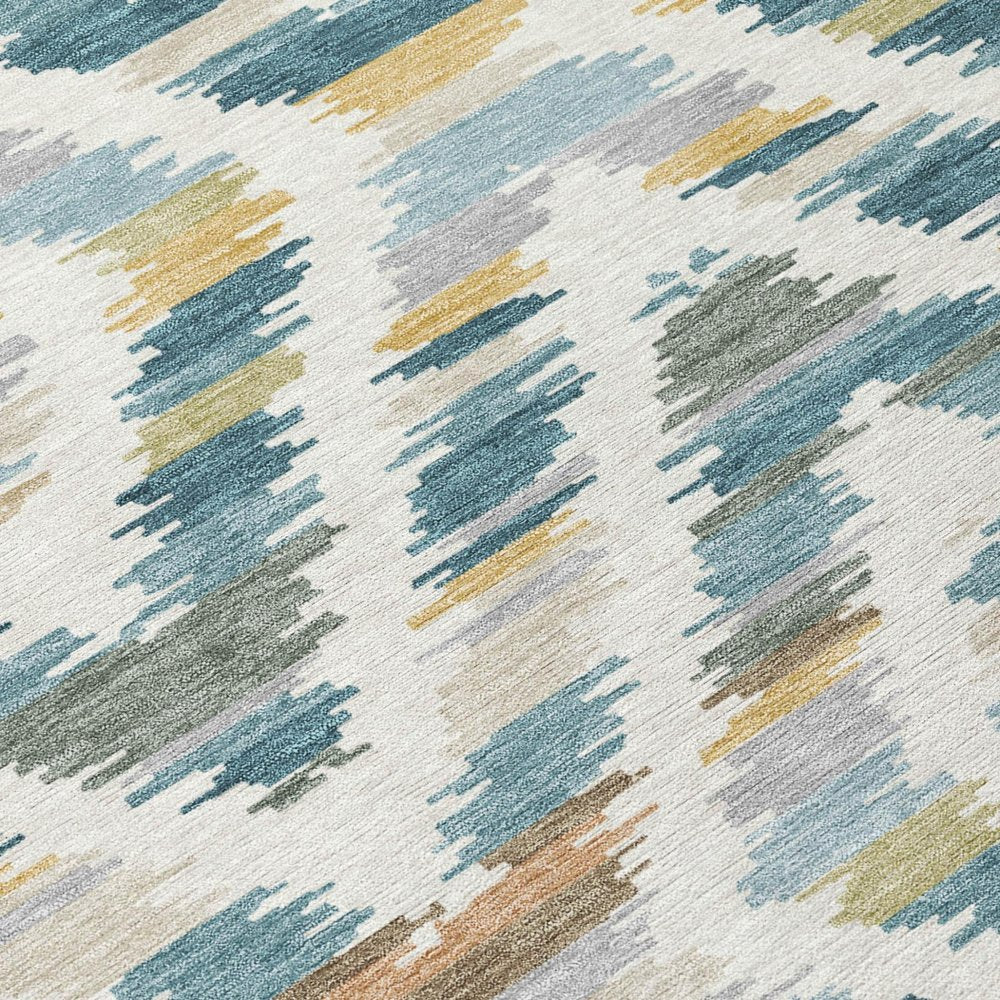 10' X 14' Teal Blue And Copper Tribal Washable Indoor Outdoor Area Rug HomeRoots