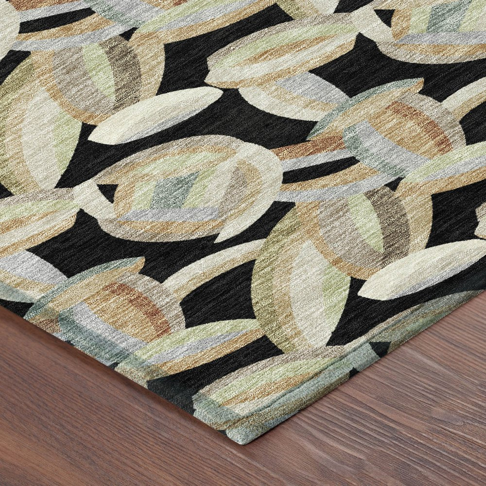5' X 8' Black And Ivory Abstract Washable Indoor Outdoor Area Rug HomeRoots