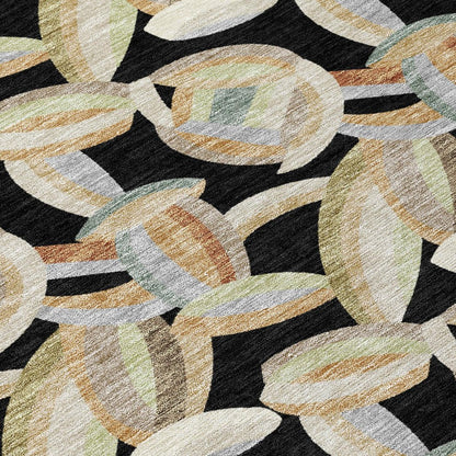 8' X 10' Black And Ivory Abstract Washable Indoor Outdoor Area Rug HomeRoots