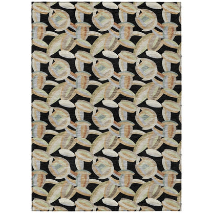 9' X 12' Black And Ivory Abstract Washable Indoor Outdoor Area Rug HomeRoots