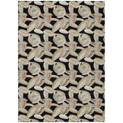 9' X 12' Black And Ivory Abstract Washable Indoor Outdoor Area Rug HomeRoots