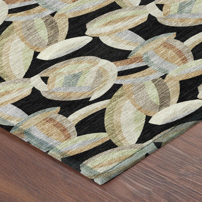 9' X 12' Black And Ivory Abstract Washable Indoor Outdoor Area Rug HomeRoots
