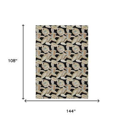 9' X 12' Black And Ivory Abstract Washable Indoor Outdoor Area Rug HomeRoots