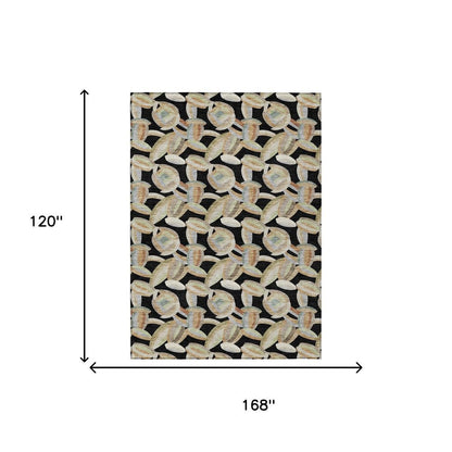 10' X 14' Black And Ivory Abstract Washable Indoor Outdoor Area Rug HomeRoots