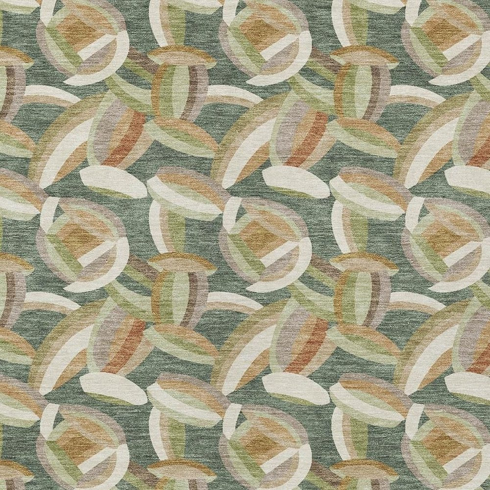 3' X 5' Green And Ivory Abstract Washable Indoor Outdoor Area Rug HomeRoots