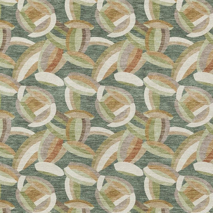 3' X 5' Green And Ivory Abstract Washable Indoor Outdoor Area Rug HomeRoots