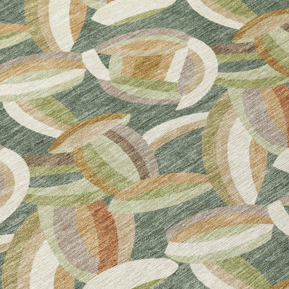 3' X 5' Green And Ivory Abstract Washable Indoor Outdoor Area Rug HomeRoots