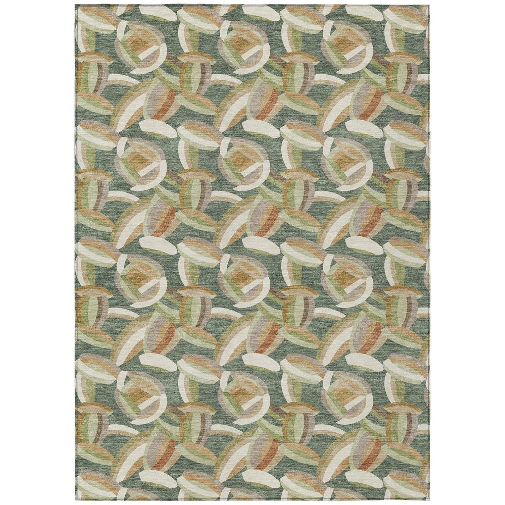 5' X 8' Green And Ivory Abstract Washable Indoor Outdoor Area Rug HomeRoots