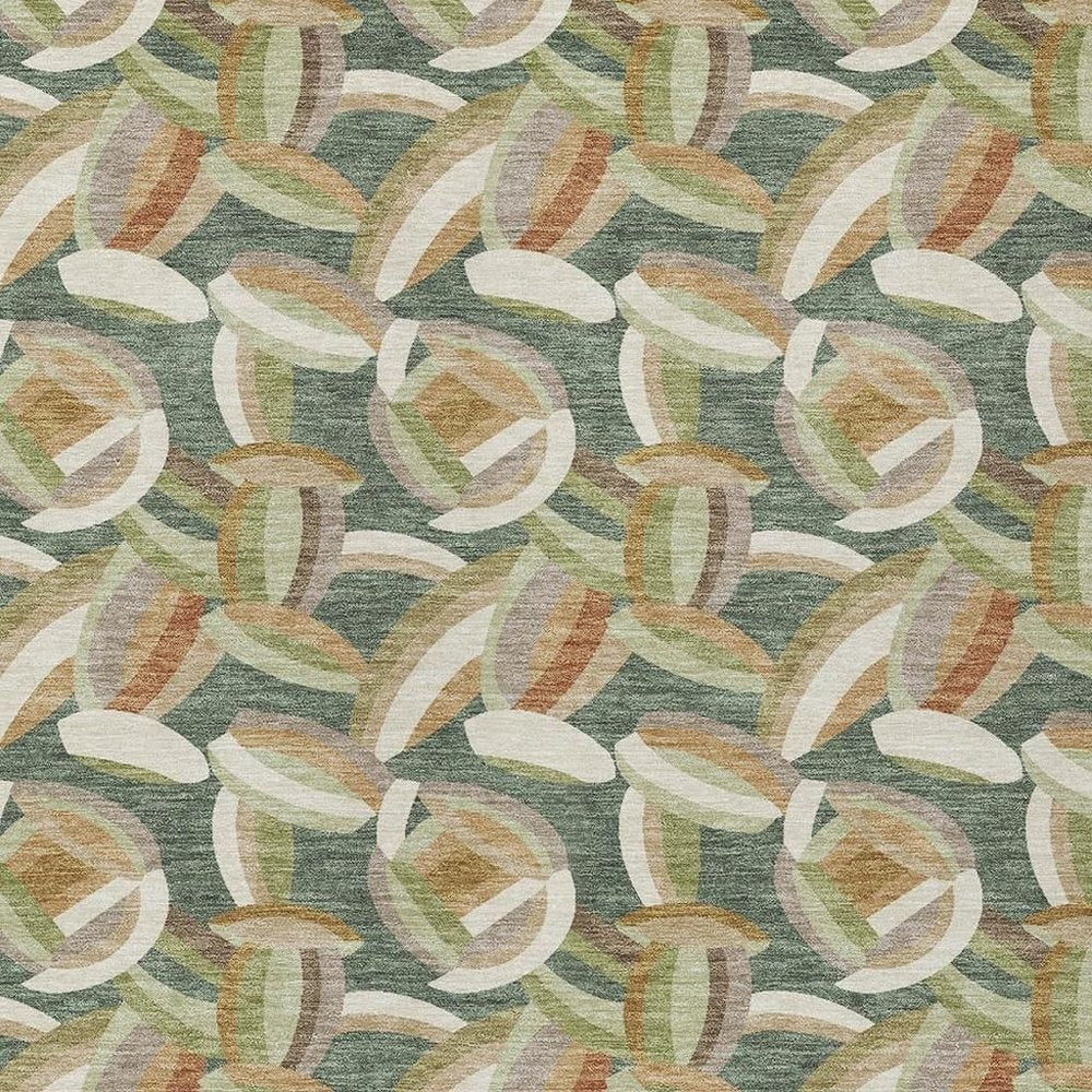 8' X 10' Green And Ivory Abstract Washable Indoor Outdoor Area Rug HomeRoots
