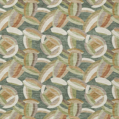 8' X 10' Green And Ivory Abstract Washable Indoor Outdoor Area Rug HomeRoots